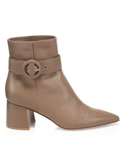 Shop Gianvito Rossi Buckle Leather Ankle Boots In Malt