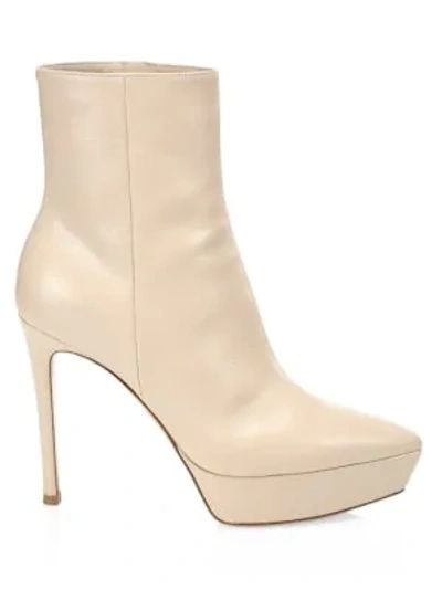 Shop Gianvito Rossi Platform Leather Ankle Boots In Mousse