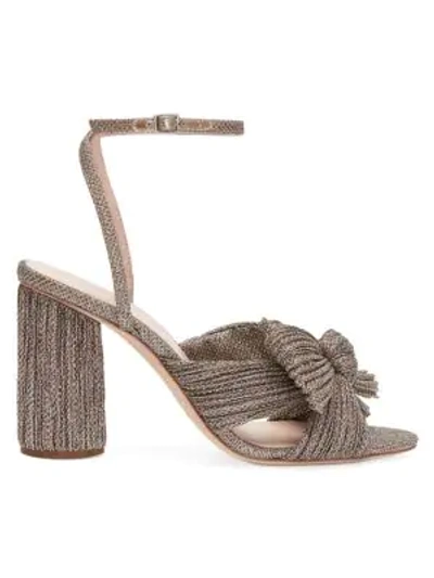 Shop Loeffler Randall Camellia Knotted Glitter Sandals In Champagne