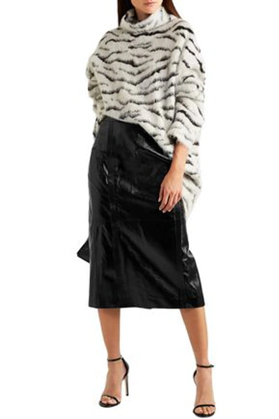 Shop Givenchy Textured-leather Midi Pencil Skirt In Black