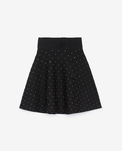 Shop The Kooples Studded Short Black Skirt In Stretch Fabric