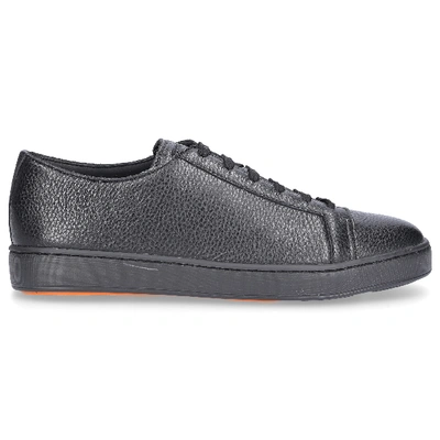 Shop Santoni Low-top Sneakers 20842 Calfskin Logo Black