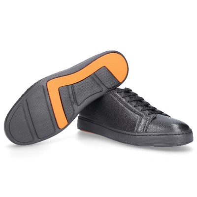 Shop Santoni Low-top Sneakers 20842 Calfskin Logo Black