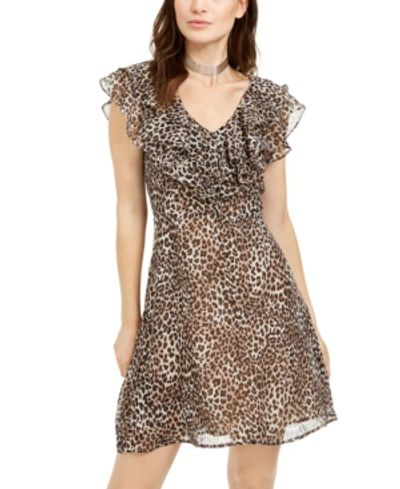 Shop 19 Cooper Animal-print Ruffled A-line Dress In Leopard
