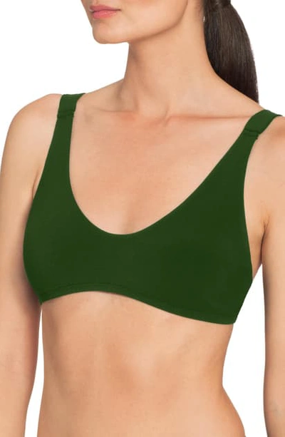 Shop Robin Piccone Ava Scoop Bikini Top In Palm Green