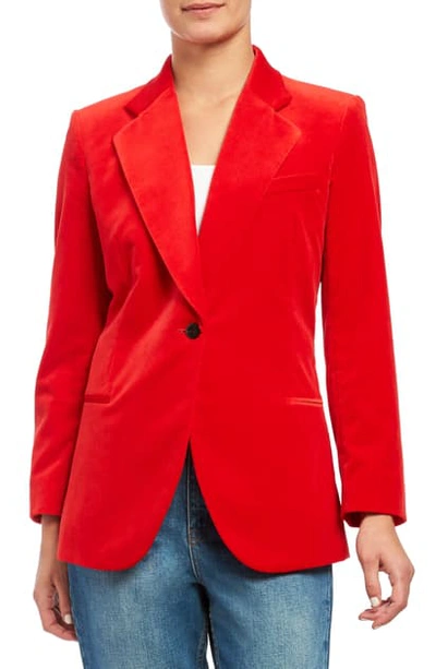 Shop Theory Fitted Velveteen Blazer In Bright Red