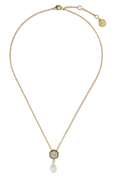 Shop Vince Camuto Freshwater Pearl & Crystal Pendant Necklace In Gold
