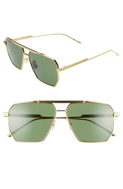 Shop Bottega Veneta 60mm Aviator Sunglasses In Gold/ Green
