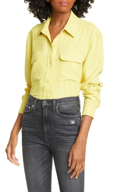 Shop Equipment Signature Flap Pocket Satin Shirt In Celery