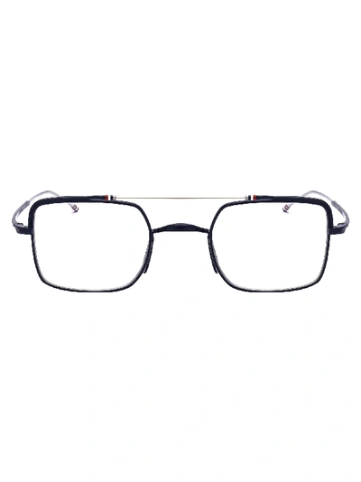 Shop Thom Browne Glasses In Matte Navy/silver