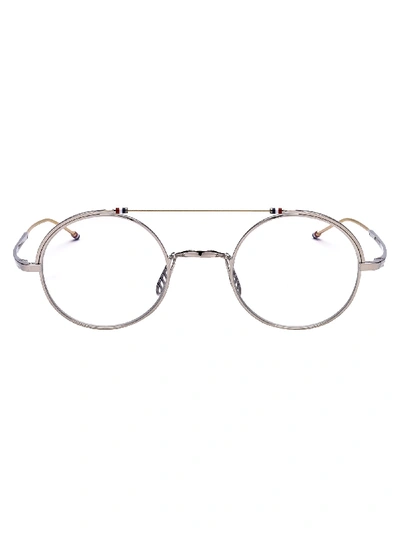 Shop Thom Browne Glasses In Silver/white Gold