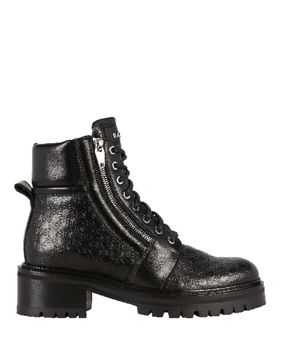 Shop Balmain Army Ranger Embossed Logo Booties In Black