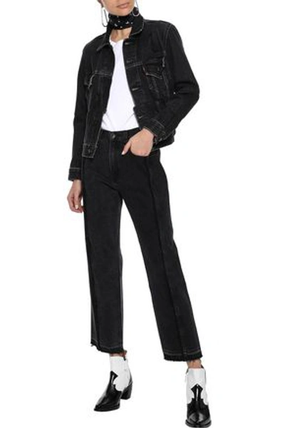 Shop Vetements Woman Faded Denim Jacket Black