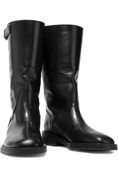 Shop Ann Demeulemeester Woman Buckled Leather Boots Black