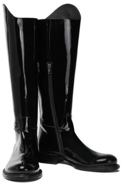 Shop Ann Demeulemeester Woman Patent-leather Knee Boots Black