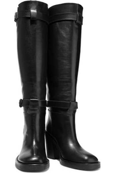 Shop Ann Demeulemeester Buckled Leather Knee Boots In Black