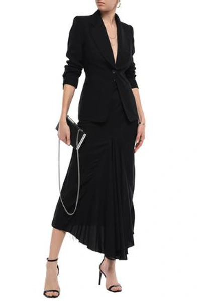 Shop Ann Demeulemeester Woman Asymmetric Crepe Midi Skirt Black