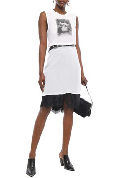 Shop Ann Demeulemeester Draped Printed Silk-georgette Mini Dress In White