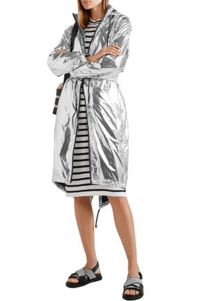 Shop Paco Rabanne Metallic Shell Hooded Jacket In Silver