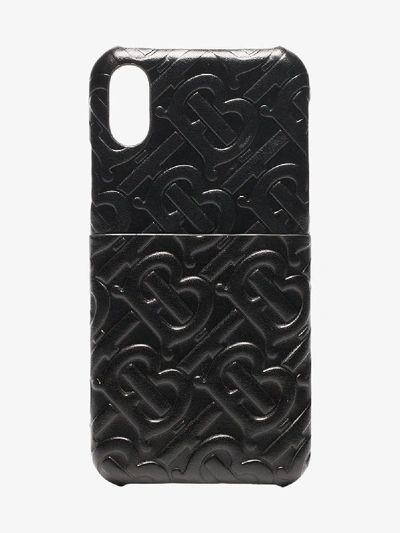 Shop Burberry Monogram Leather Iphone X/xs Case In Black