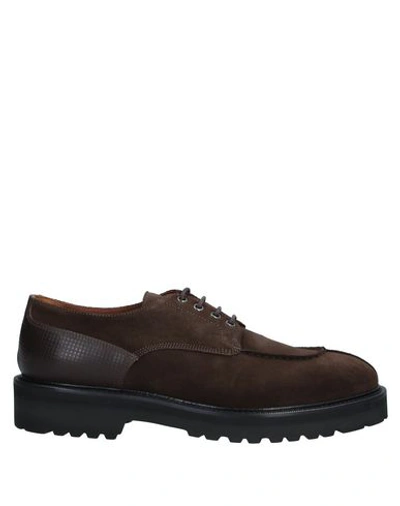 Shop Alberto Guardiani Lace-up Shoes In Dark Brown