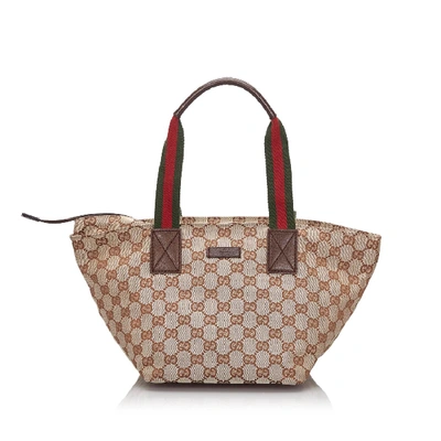 Shop Gucci Gg Canvas Web Handbag In Brown