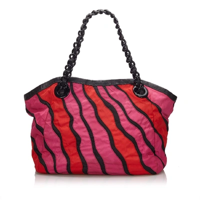 Pre-owned Prada Tessuto Waves Shoulder Bag In Pink