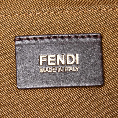 Pre-owned Fendi Leopard Print Canvas Handbag In Black