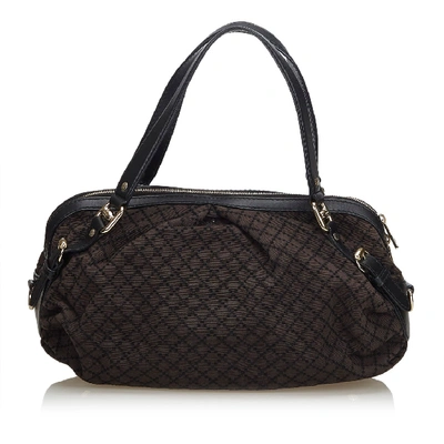 Pre-owned Gucci Diamante Canvas Sukey Handbag In Black