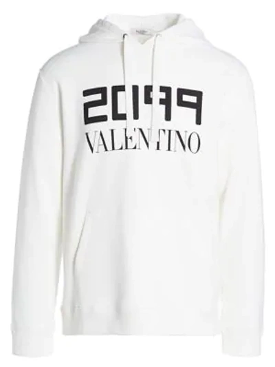 Shop Valentino Logo Graphic Hoodie In White