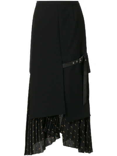 Shop Christian Dada Signature Combined Pleated Skirt In Black