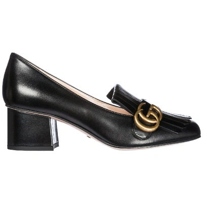 Shop Gucci Leather Pumps Court Shoes High Heel In Nero