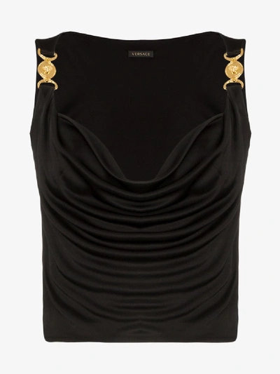 Shop Versace Medusa Cowl Neck Vest In Black