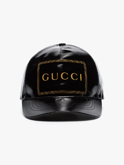 Shop Gucci Black Patent Logo Baseball Cap