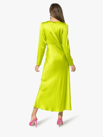 Shop Bernadette Florence Silk Midi Dress In Green