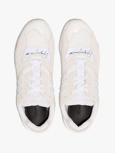 Shop Y-3 White Zx Run Low Top Leather Sneakers