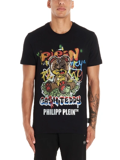 Beperken krans Bezwaar Philipp Plein Cash Teddy Print T-shirt In Black | ModeSens