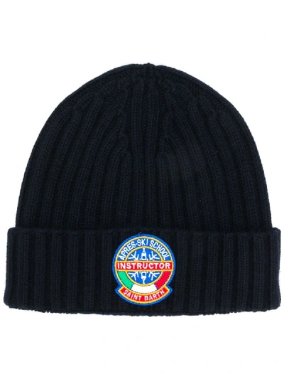 Mc2 Saint Barth Logo Patch Beanie In Blue In Blue