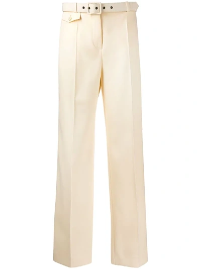 Shop Givenchy Belted Straight Trousers In Neutrals