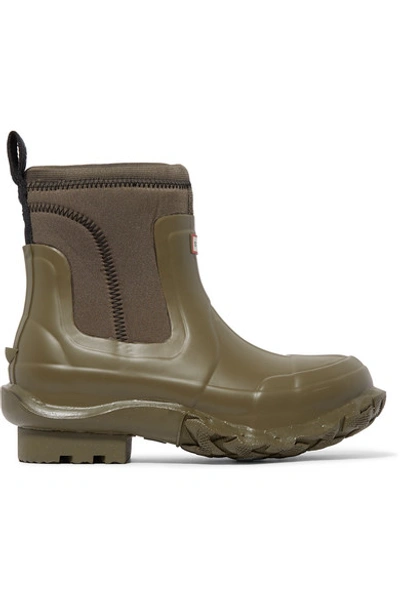 Shop Stella Mccartney + Hunter Rubber And Yulex Ankle Boots In Army Green