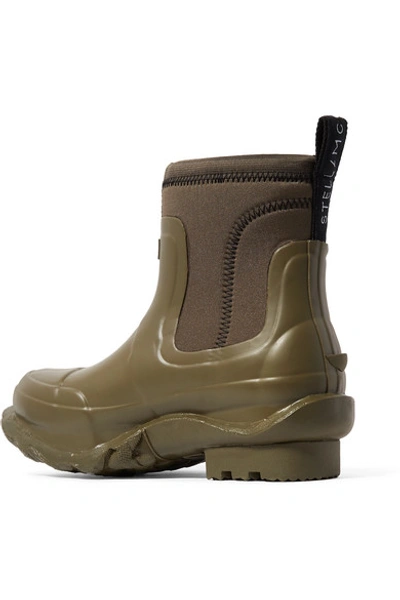 Shop Stella Mccartney + Hunter Rubber And Yulex Ankle Boots In Army Green