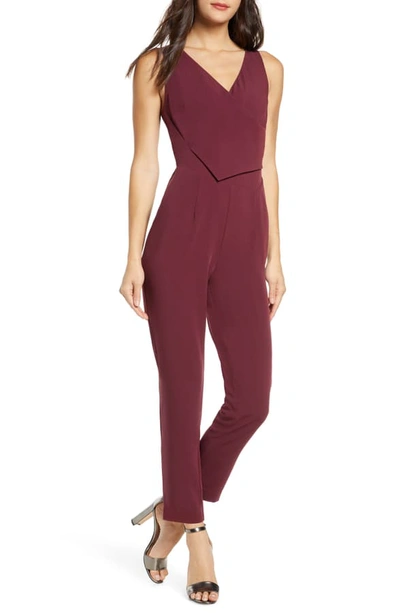 Shop Ali & Jay Sleeveless Slim Leg Asymmetrical Jumpsuit In Fig