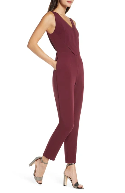 Shop Ali & Jay Sleeveless Slim Leg Asymmetrical Jumpsuit In Fig