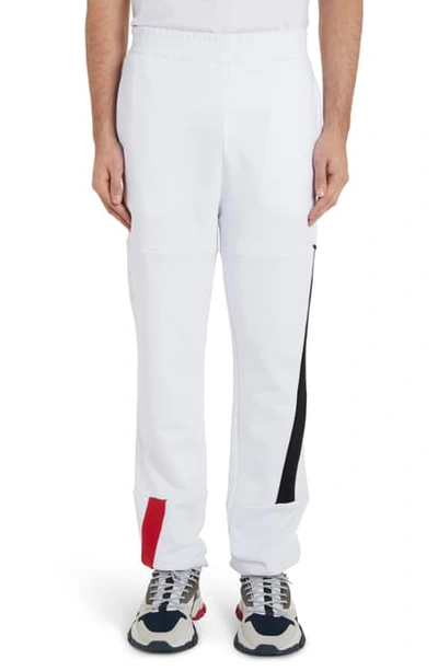 Shop Moncler Stripe Detail Cotton Track Pants In White