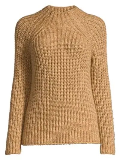 Shop Eileen Fisher Funnel-neck Knit Sweater In Honey