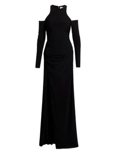 Shop Cinq À Sept Rosalina Cold-shoulder Jersey Gown In Black