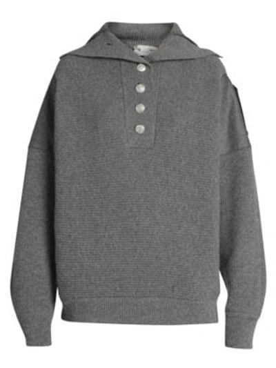 Shop Stella Mccartney Button-front Wool Sweater In Grey