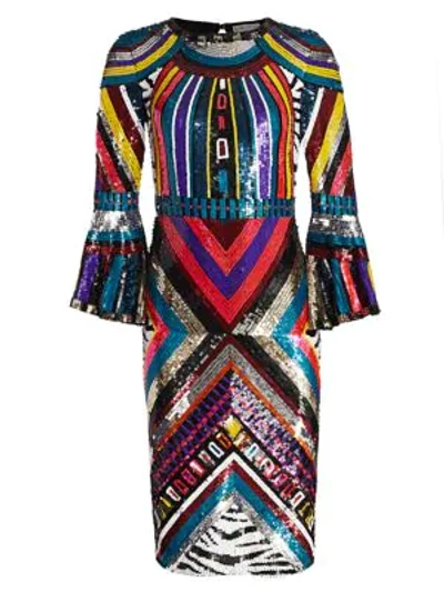 Shop Alice And Olivia Jae Open-back Sequin Dress In Multi