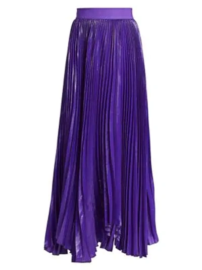 Shop Alice And Olivia Katz Sunburst Pleated Maxi Skirt In Violet