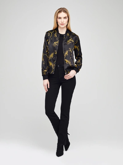 Shop L Agence Ollie Bomber In Black/gold Tiger